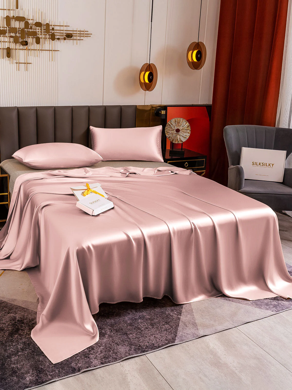 19Momme 3Pcs Silk Set Flat Sheet+2x Pillowcases - Image 51