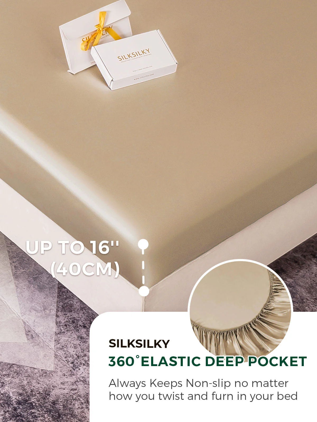 19Momme Mulberry Silk Seamless Fitted Sheet - Image 28