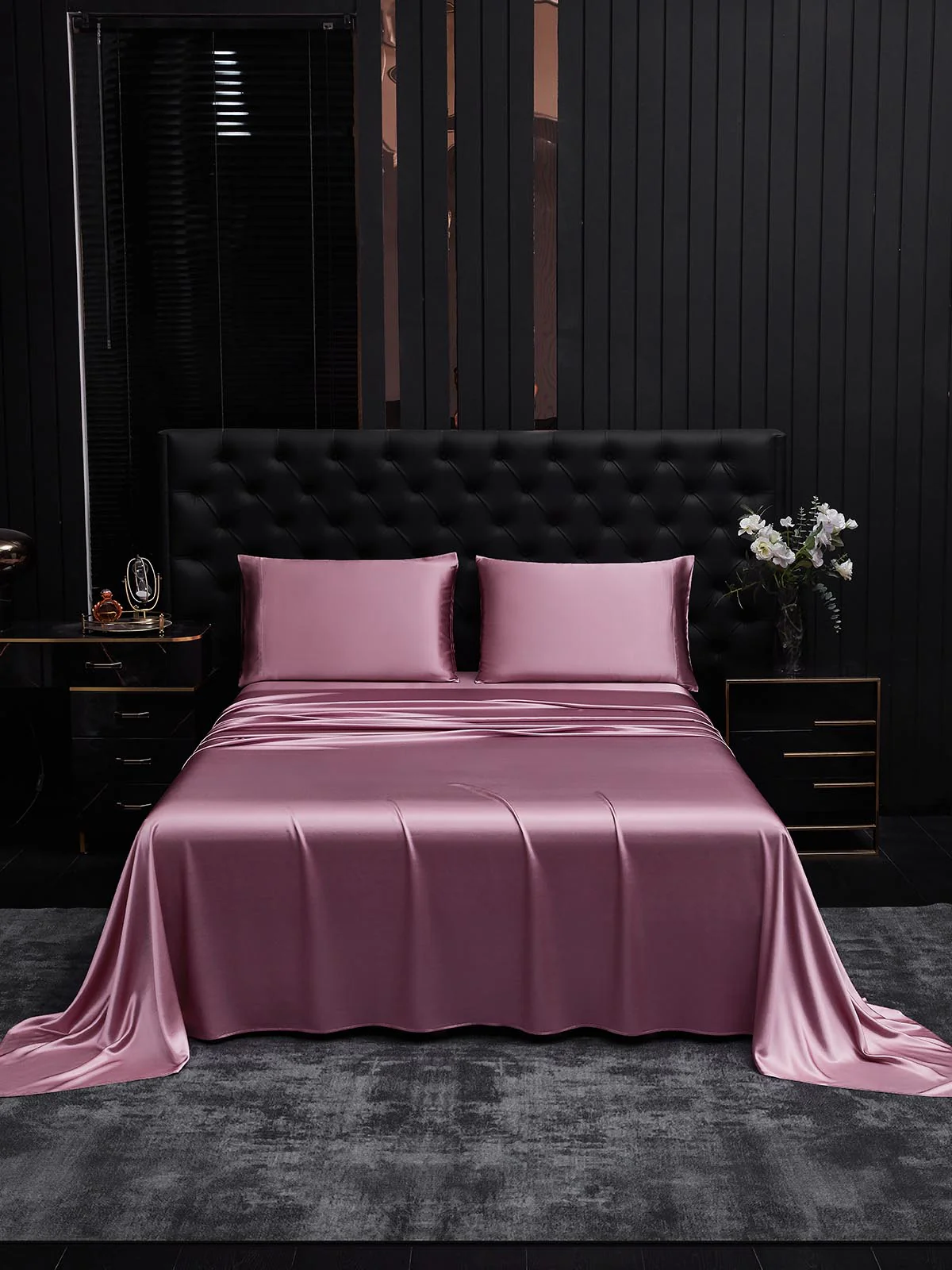 19Momme 4Pcs Silk Set Fitted&Flat Sheets+2x Pillowcases - Image 110