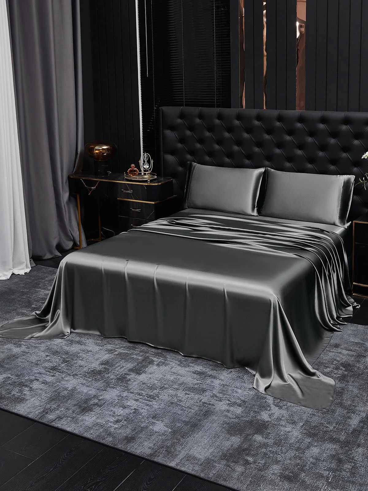 19Momme 4Pcs Silk Set Fitted&Flat Sheets+2x Pillowcases - Image 22