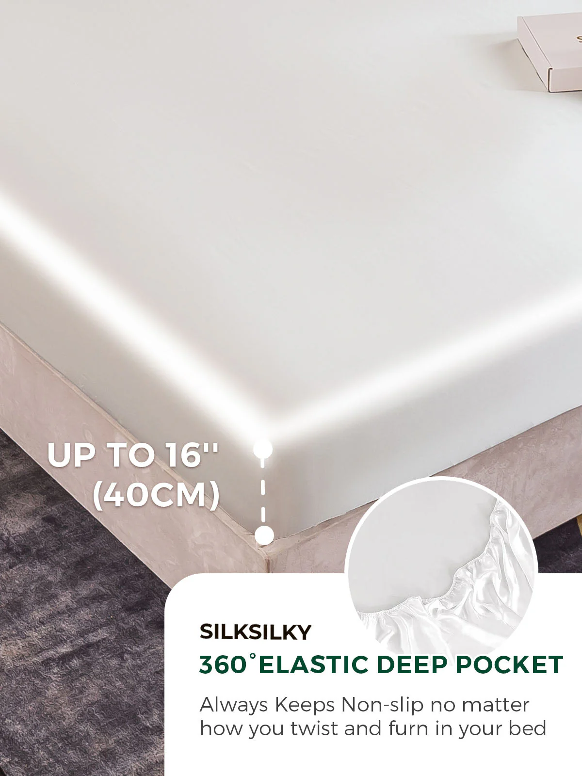 19Momme Silk 3Pcs Set Fitted Sheet+2x Pillowcases - Image 12