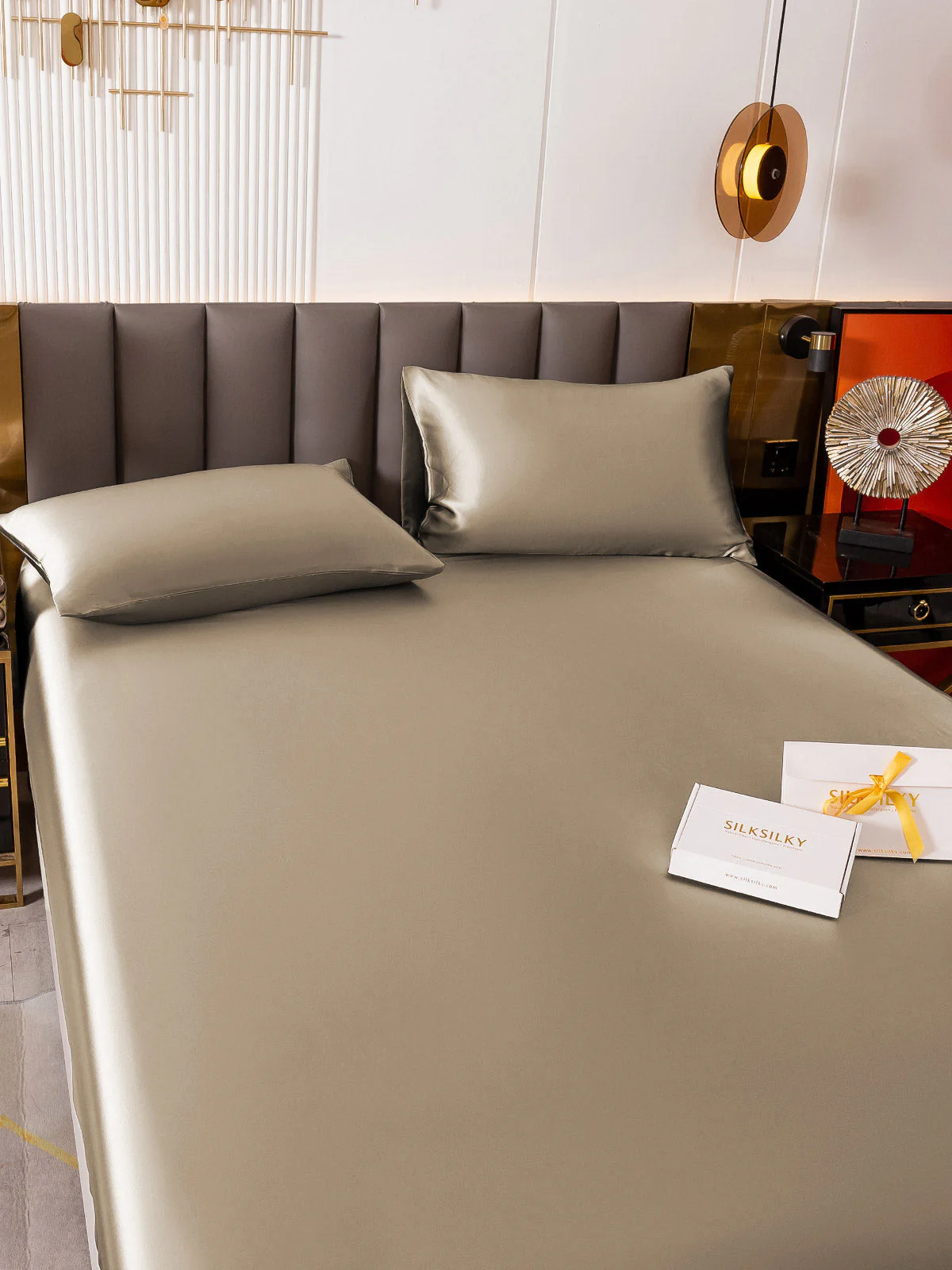 19Momme Silk 3Pcs Set Fitted Sheet+2x Pillowcases - Image 39