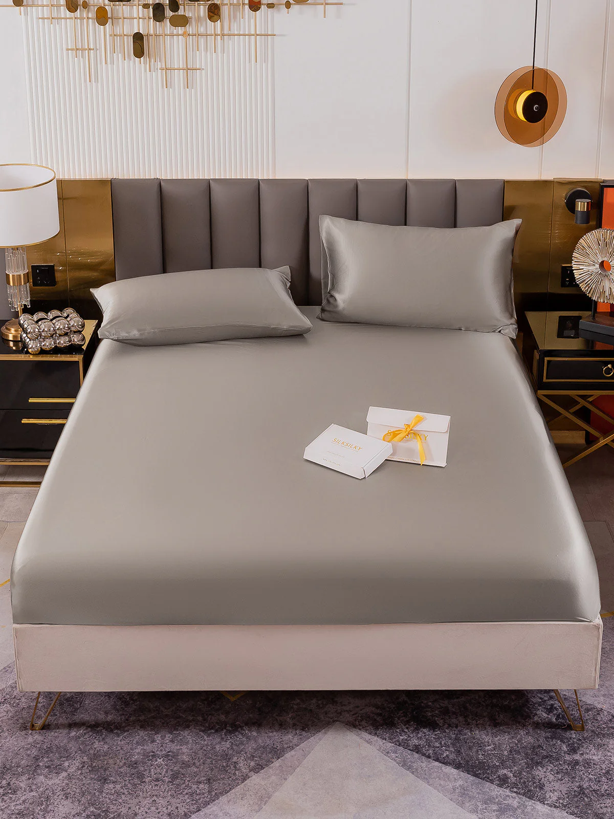 19Momme Silk 3Pcs Set Fitted Sheet+2x Pillowcases - Image 58