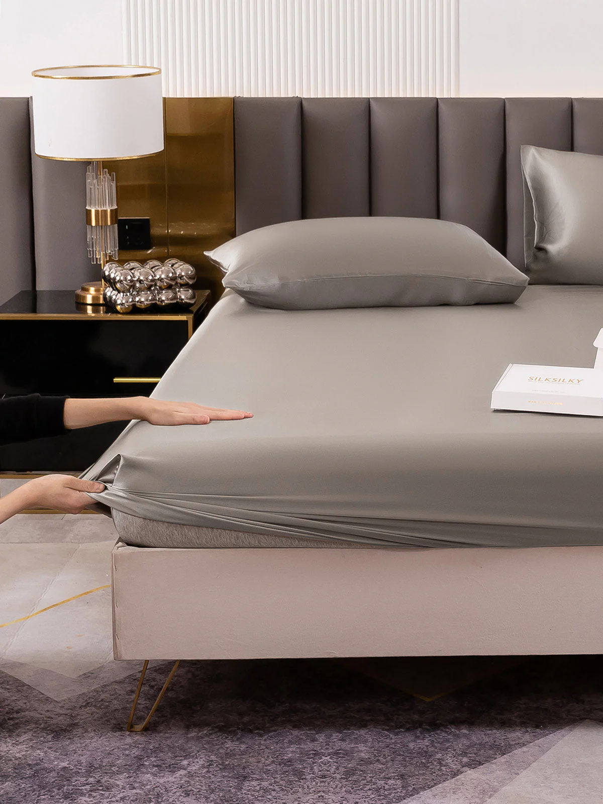 19Momme Silk 3Pcs Set Fitted Sheet+2x Pillowcases - Image 62