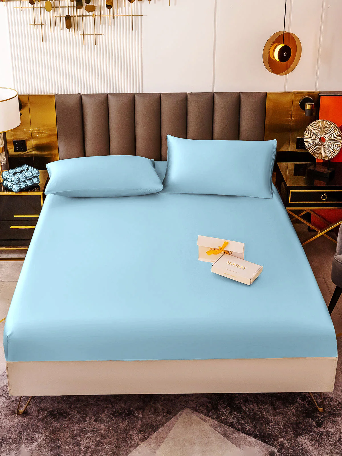19Momme Silk 3Pcs Set Fitted Sheet+2x Pillowcases - Image 88