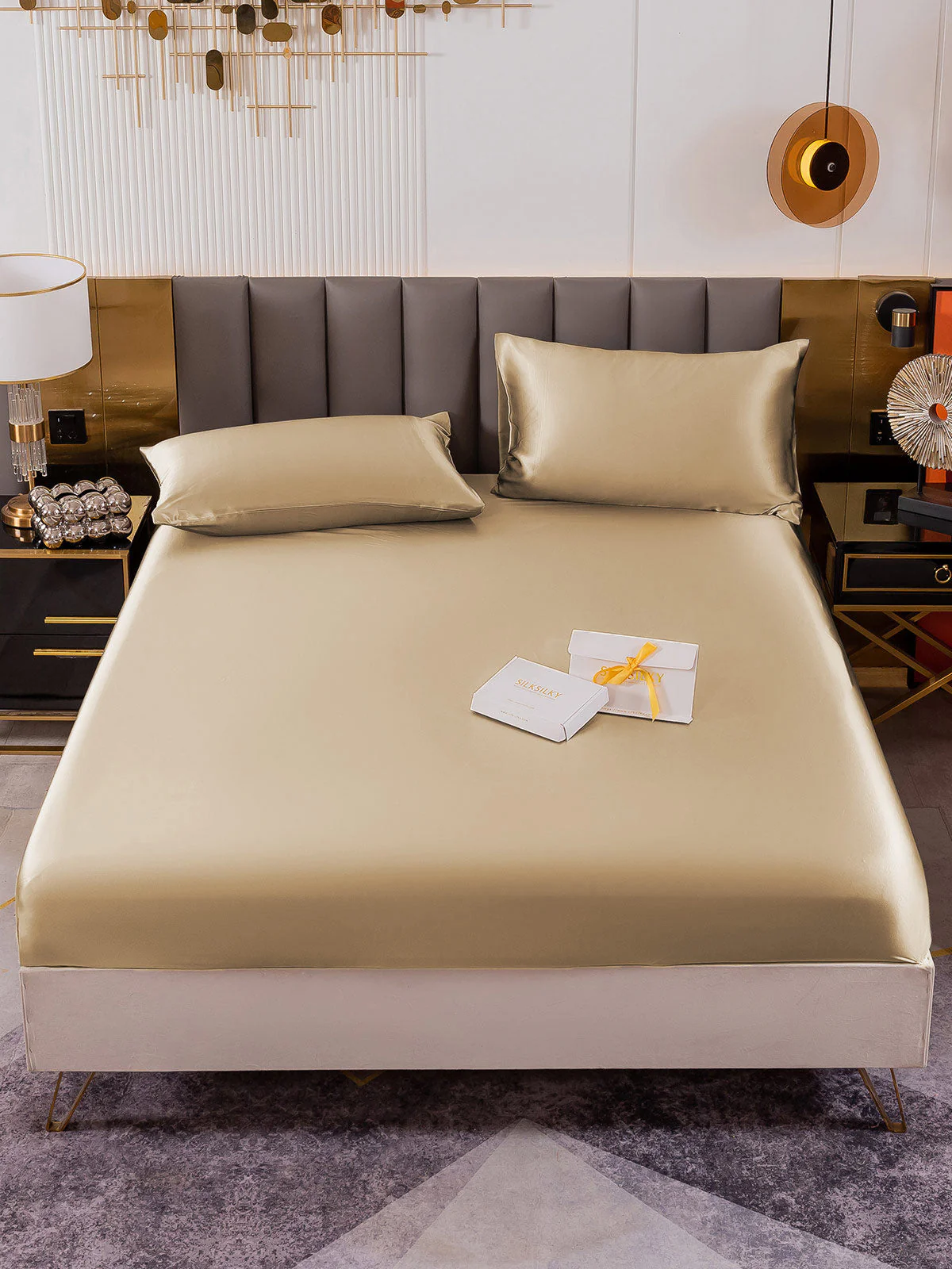 19Momme Silk 3Pcs Set Fitted Sheet+2x Pillowcases - Image 94