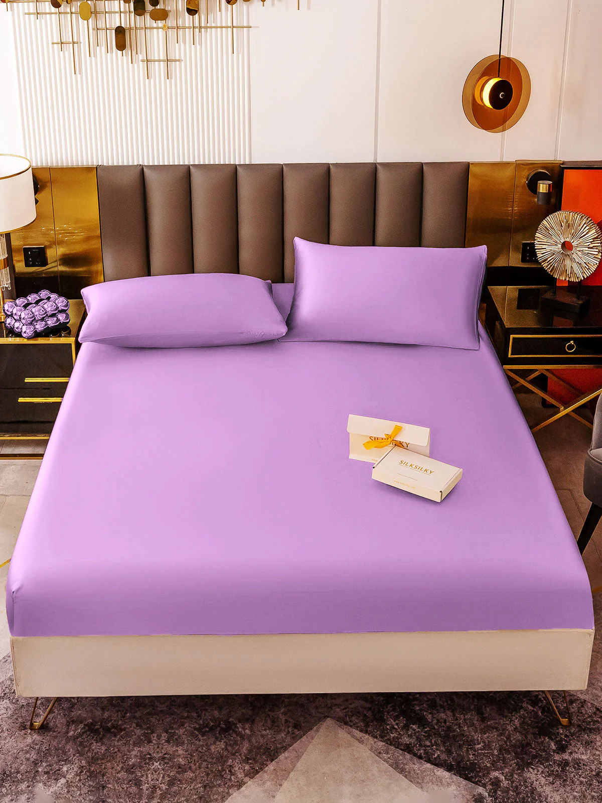 19Momme Silk 3Pcs Set Fitted Sheet+2x Pillowcases - Image 98