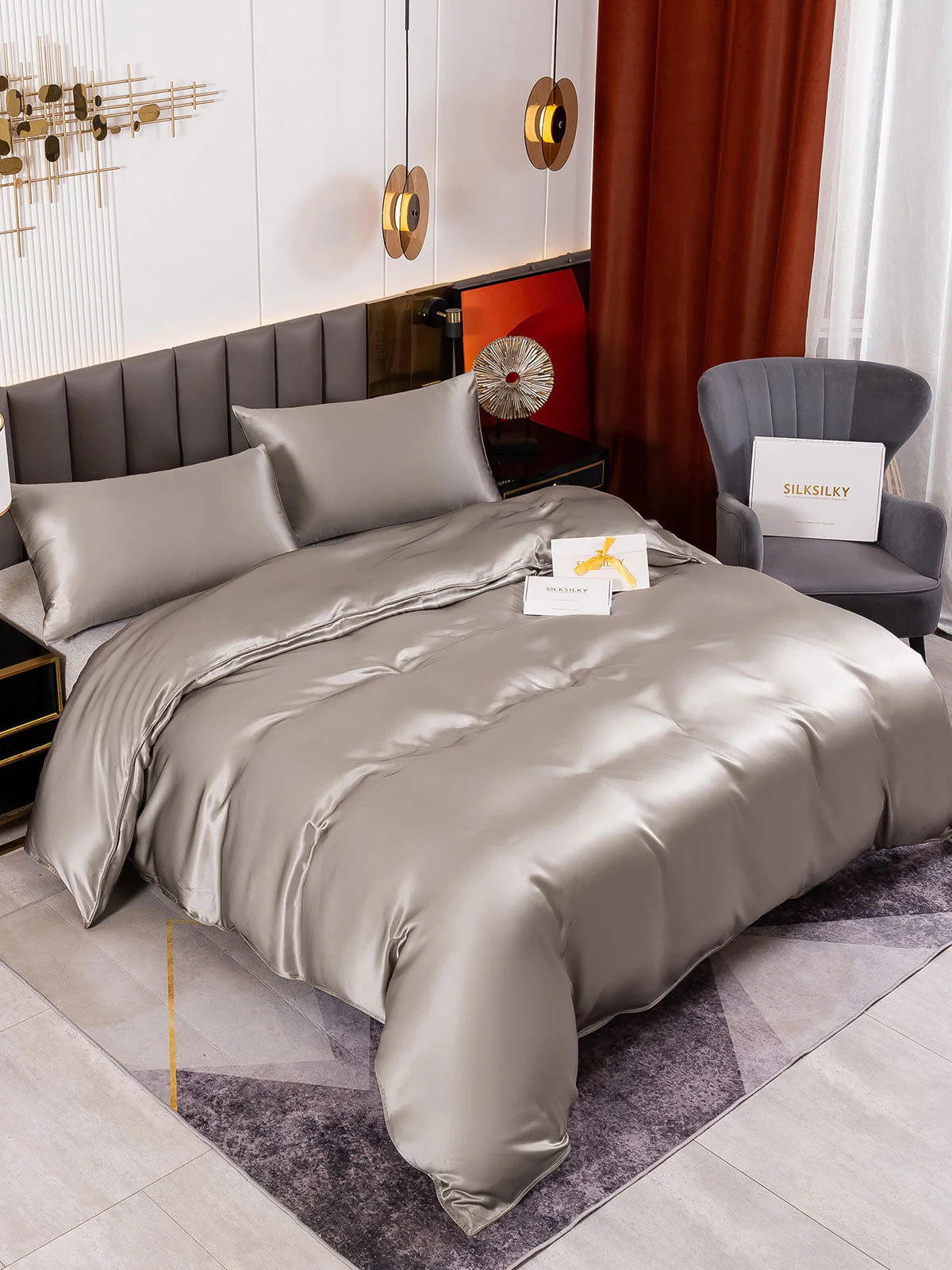 19Momme 3Pcs Silk Set Doona Cover+2x Pillowcases - Image 33