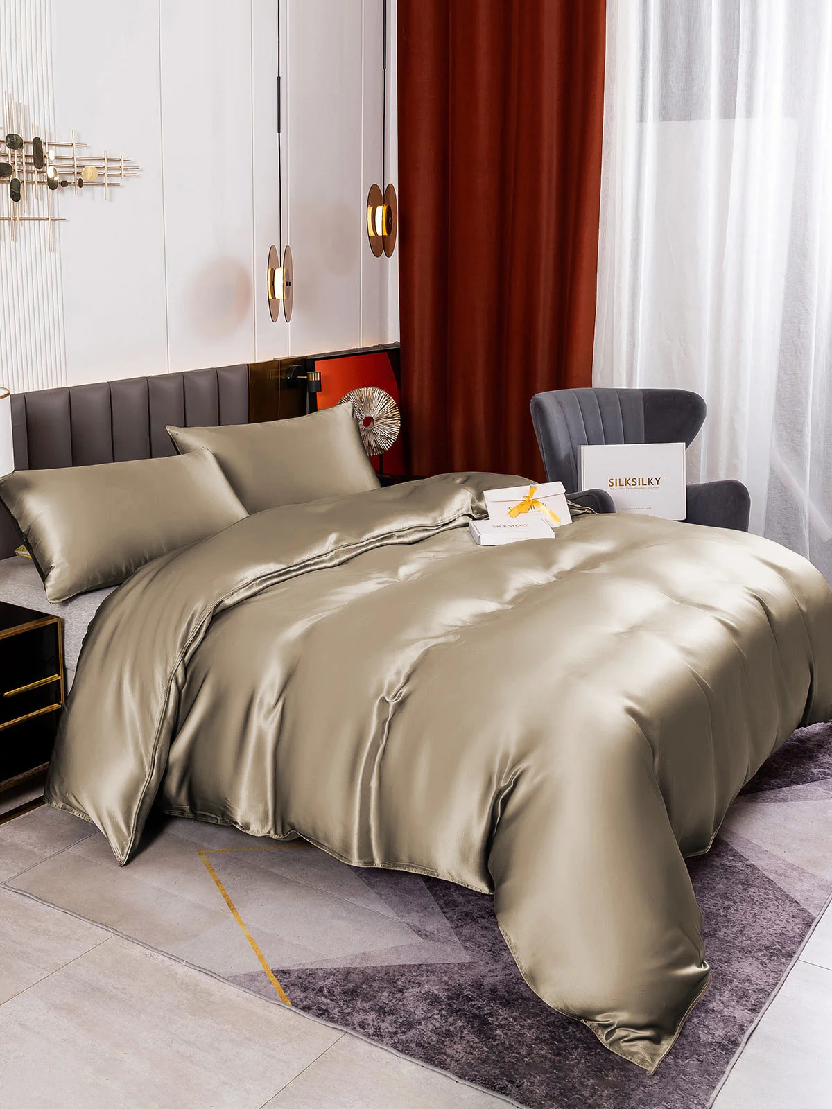 19Momme 3Pcs Silk Set Doona Cover+2x Pillowcases - Image 72