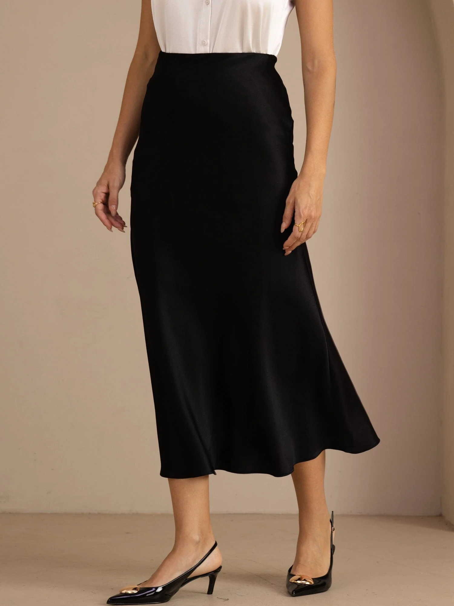 19Momme Silk High Waist Elegant Maxi Skirt - Image 11