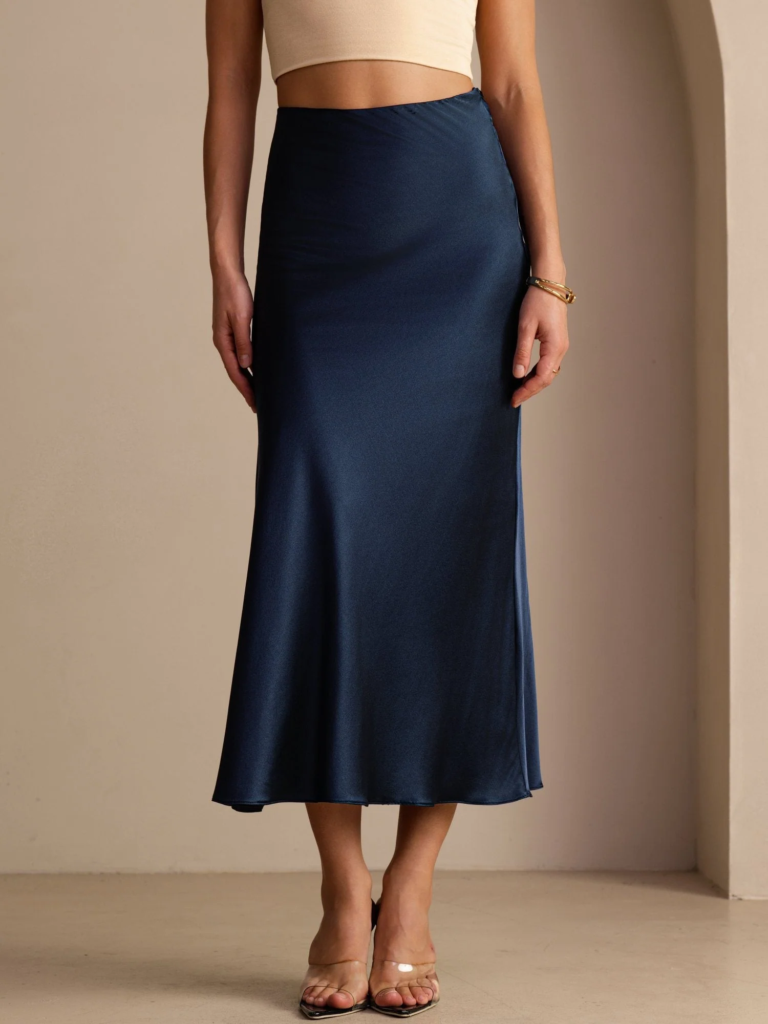 19Momme Silk High Waist Elegant Maxi Skirt - Image 17