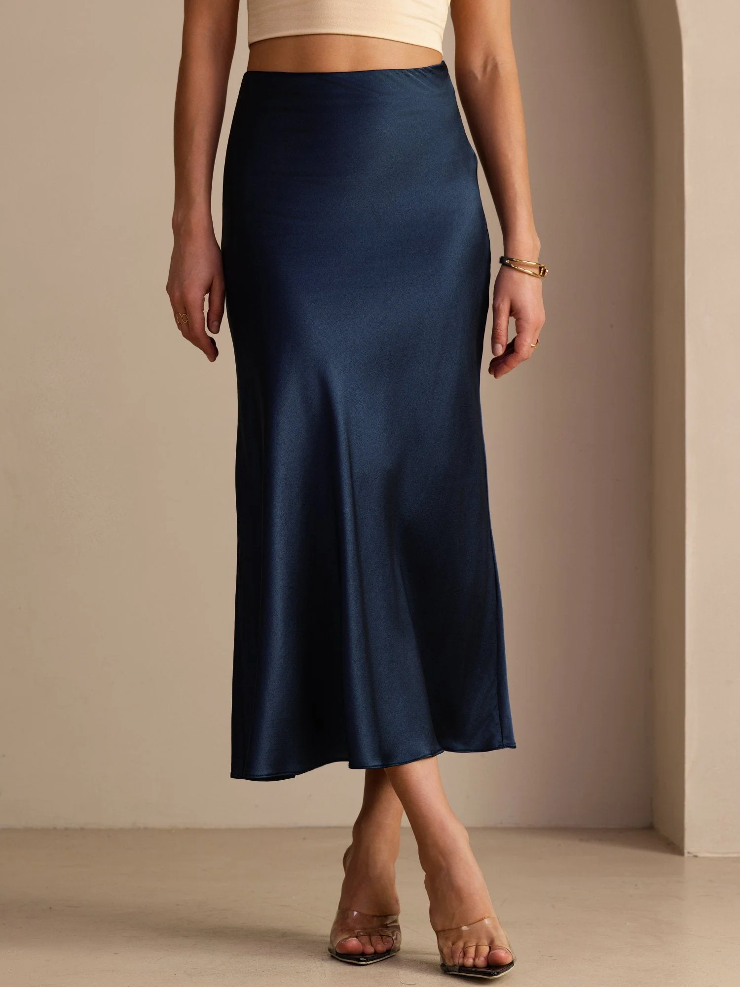 19Momme Silk High Waist Elegant Maxi Skirt - Image 18