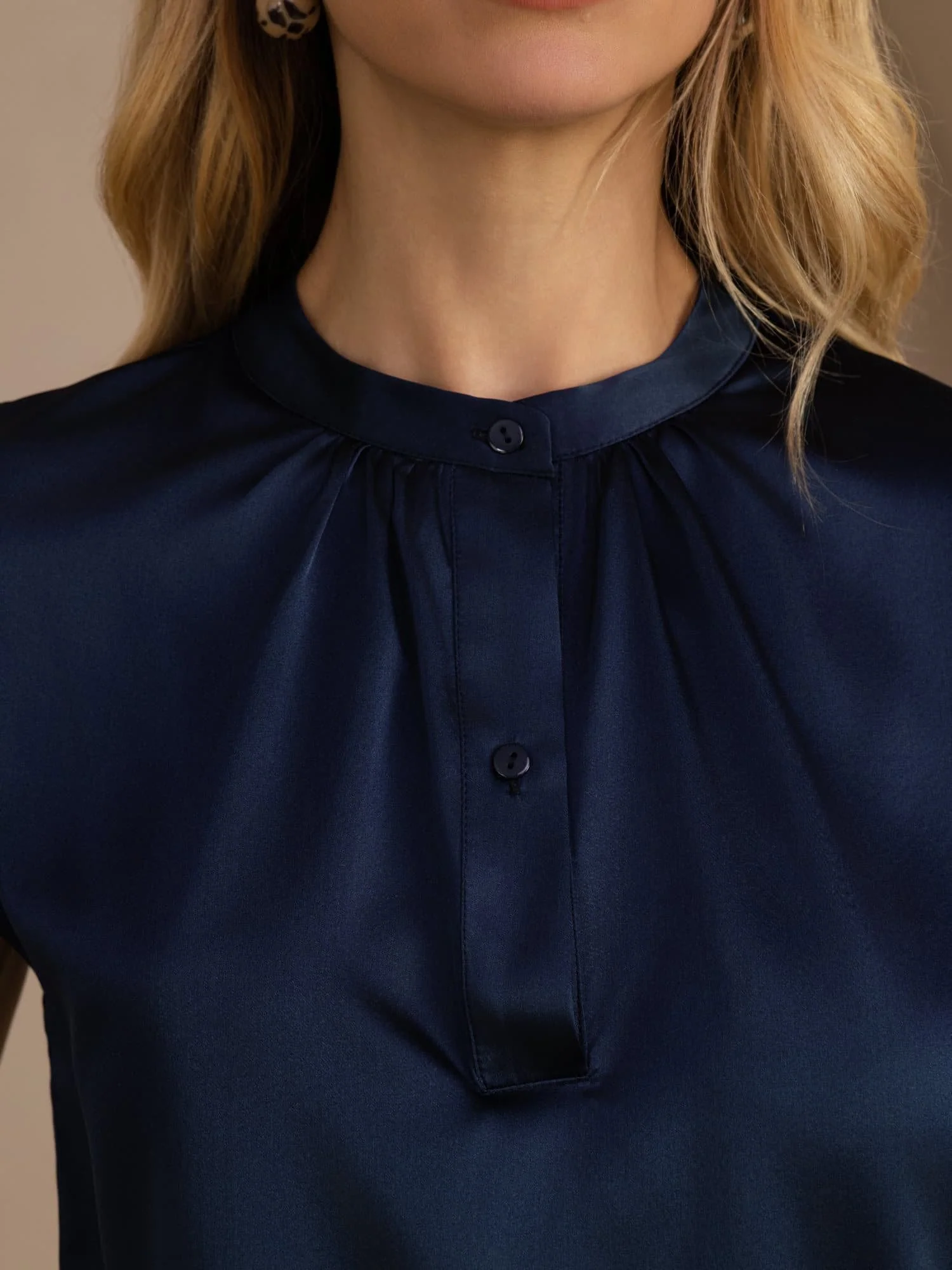19Momme Silk Women’s Split Neck Short Sleeve Blouse - Image 11