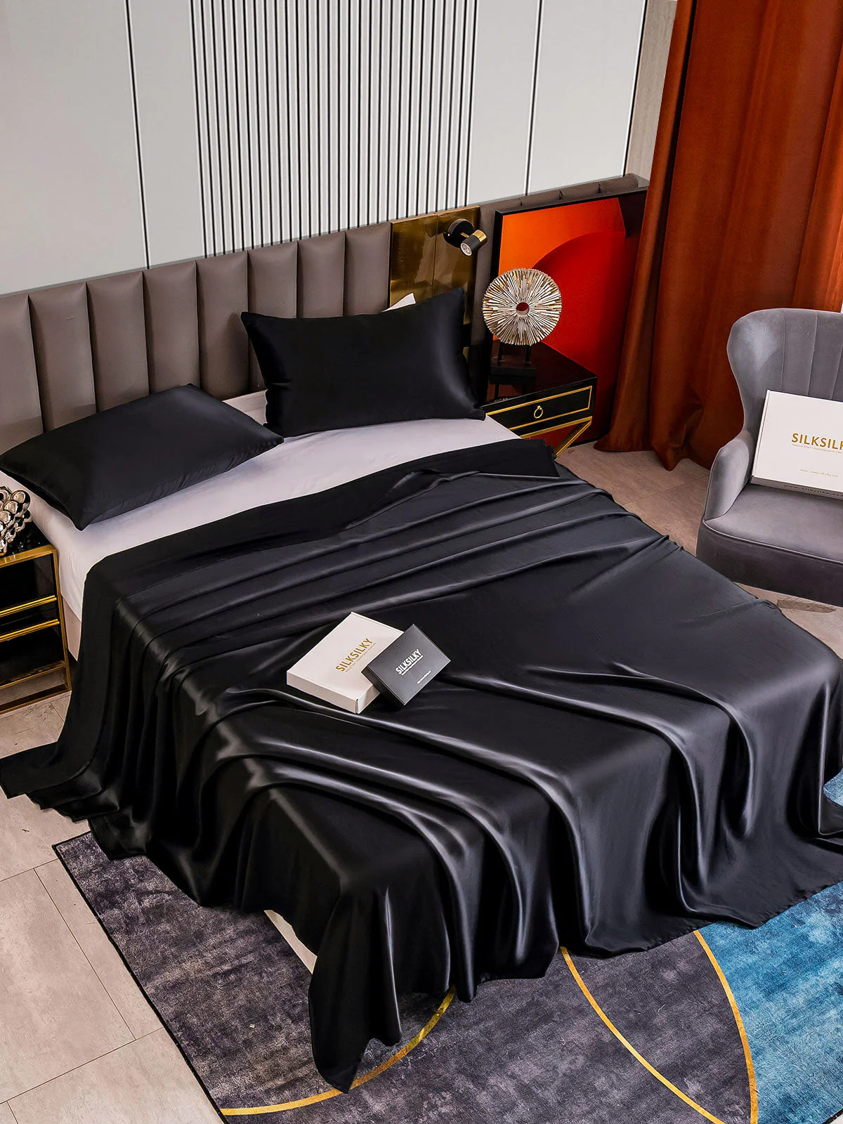 22Momme 3Pcs Silk Set Flat Sheet+2x Pillowcases - Image 28