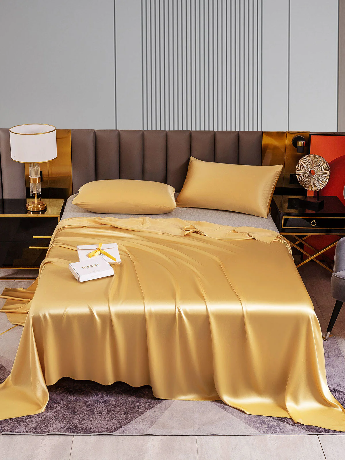 22Momme 3Pcs Silk Set Flat Sheet+2x Pillowcases - Image 32