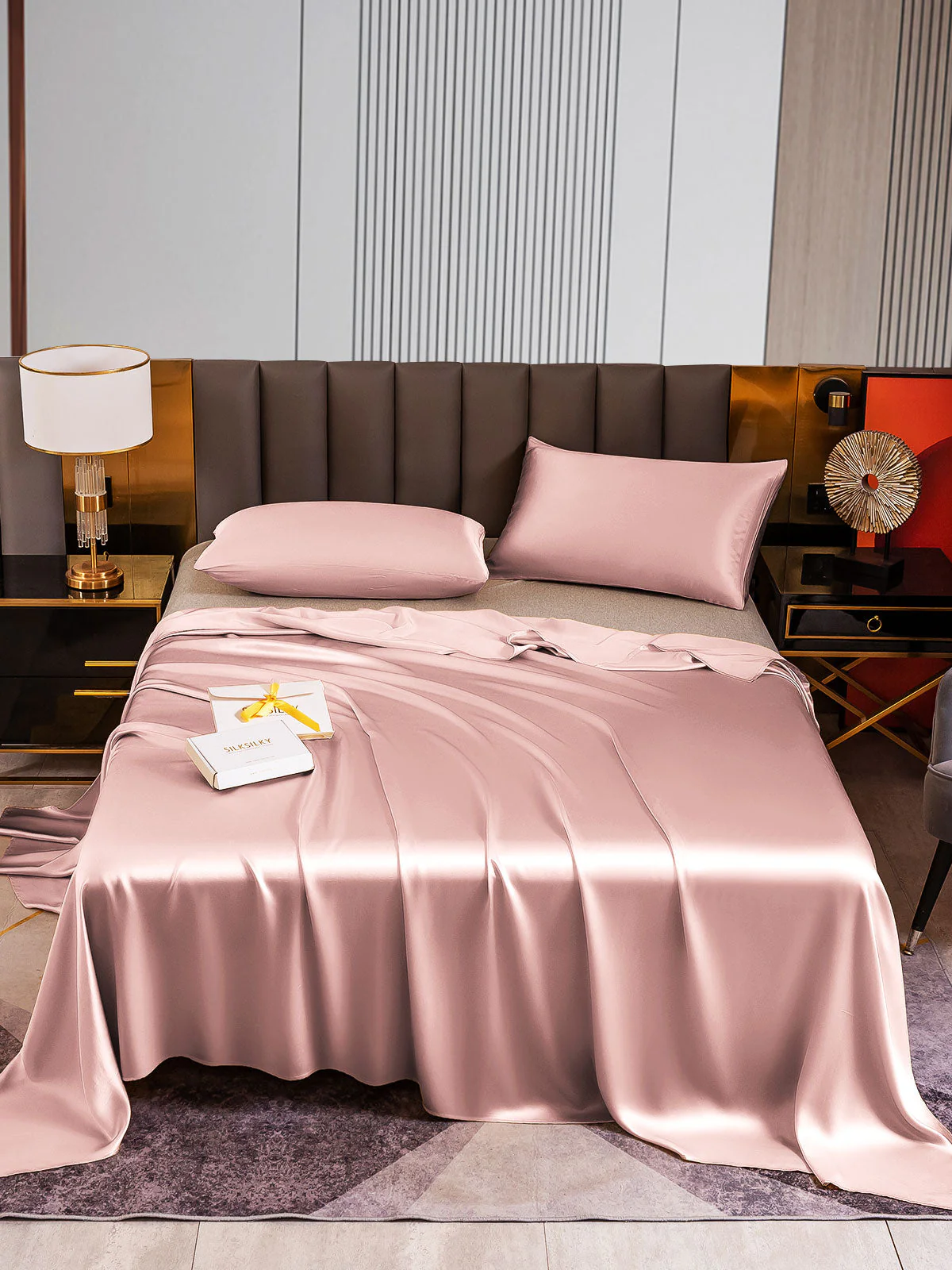 22Momme 3Pcs Silk Set Flat Sheet+2x Pillowcases - Image 37