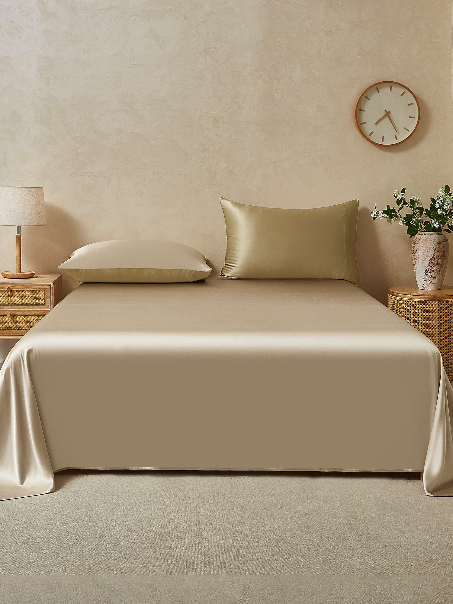 22Momme 3Pcs Silk Set Flat Sheet+2x Pillowcases - Image 65