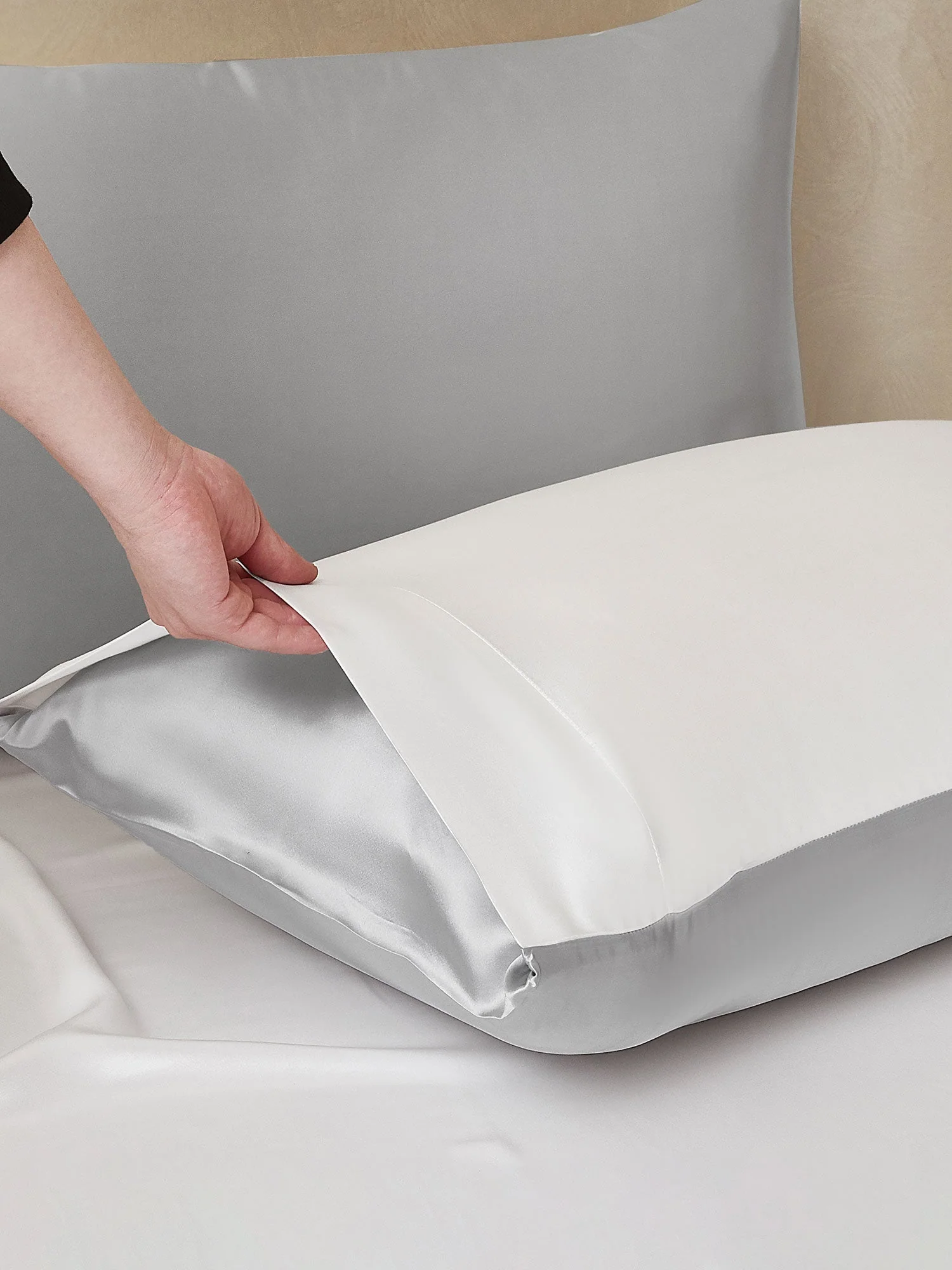22Momme 3Pcs Silk Set Fitted Sheet+2x Pillowcases - Image 87