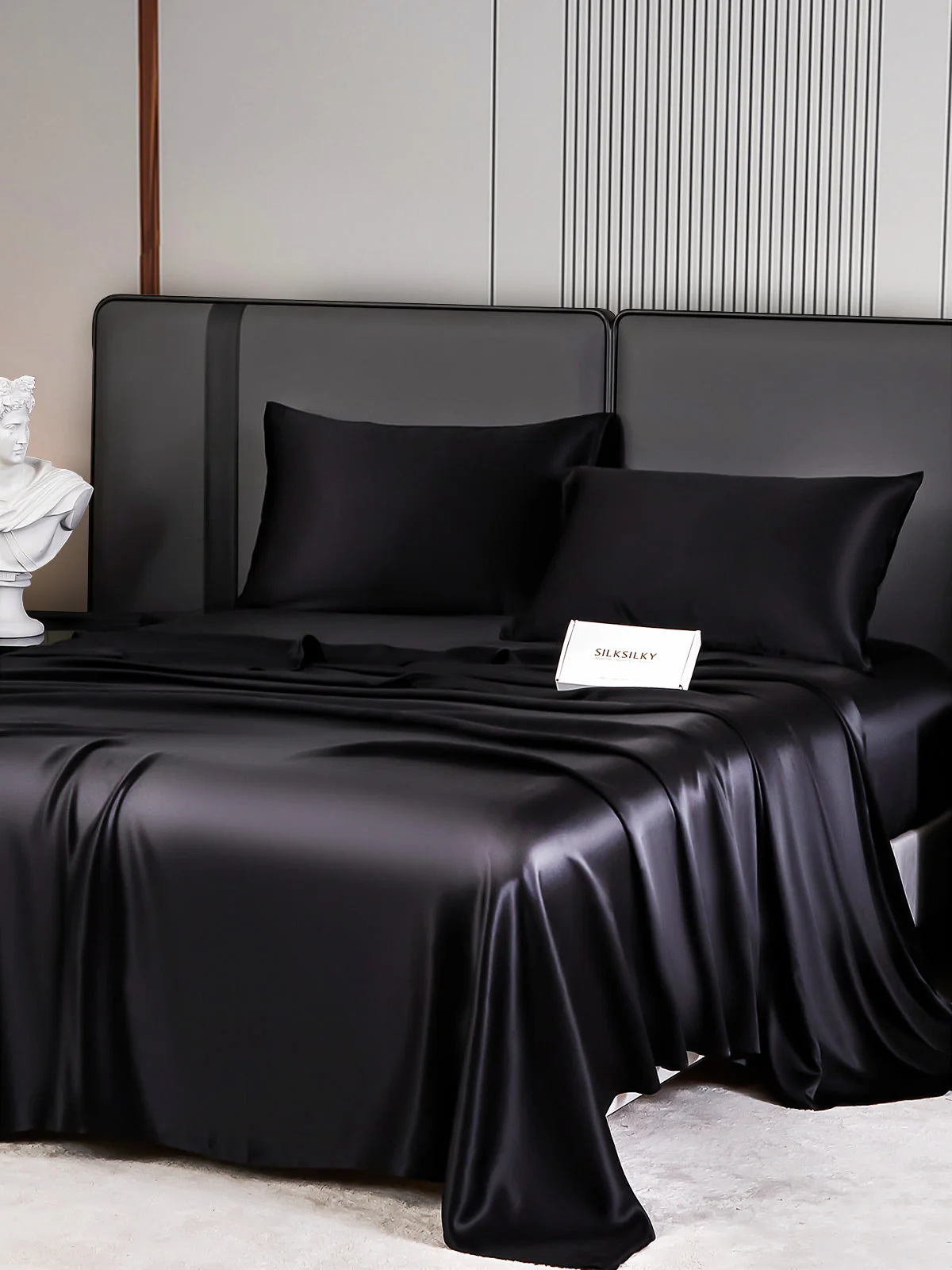 22Momme Silk 4Pcs Set Fitted&Flat Sheets+2x Pillowcases - Image 6