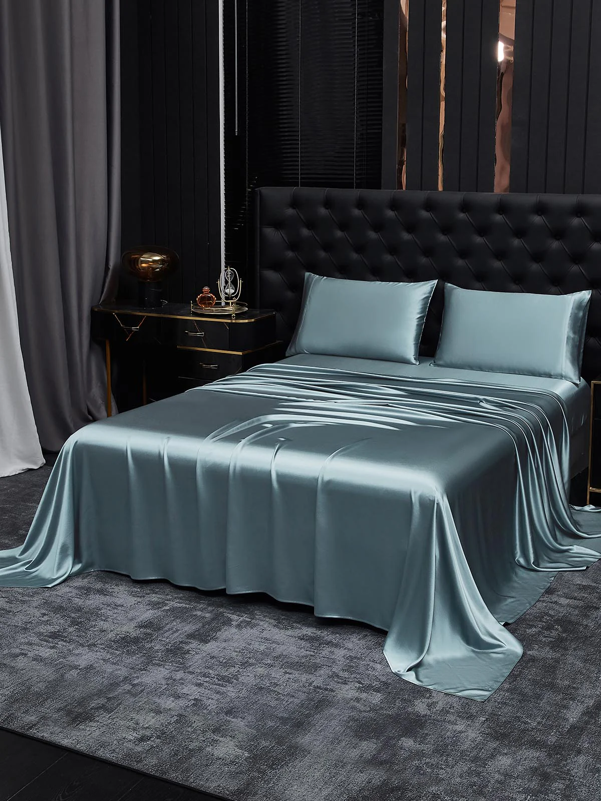 22Momme Silk 4Pcs Set Fitted&Flat Sheets+2x Pillowcases - Image 71
