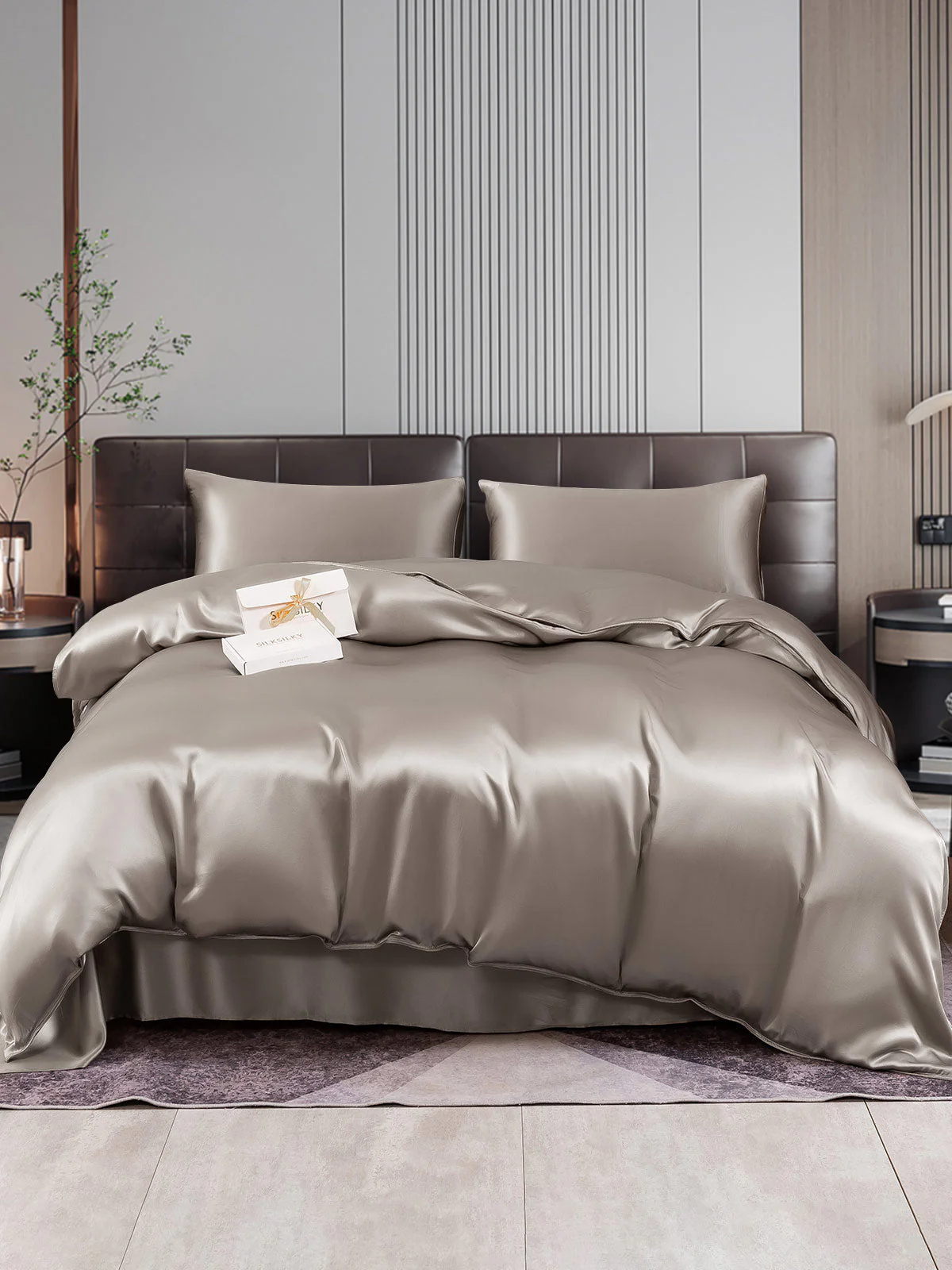 22Momme 4Pcs Silk Set Doona Cover+Flat Sheet+2x Pillowcases - Image 12
