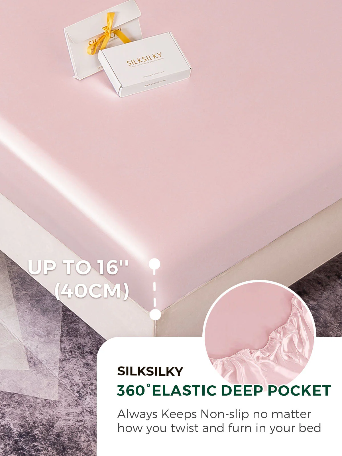 22Momme Mulberry Silk Seamless Fitted Sheet - Image 41