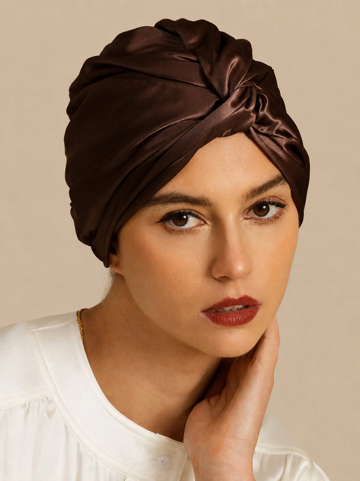 22Momme Pure Silk Knot-Front Hair Bonnet with Adjustable Button Design - Image 31