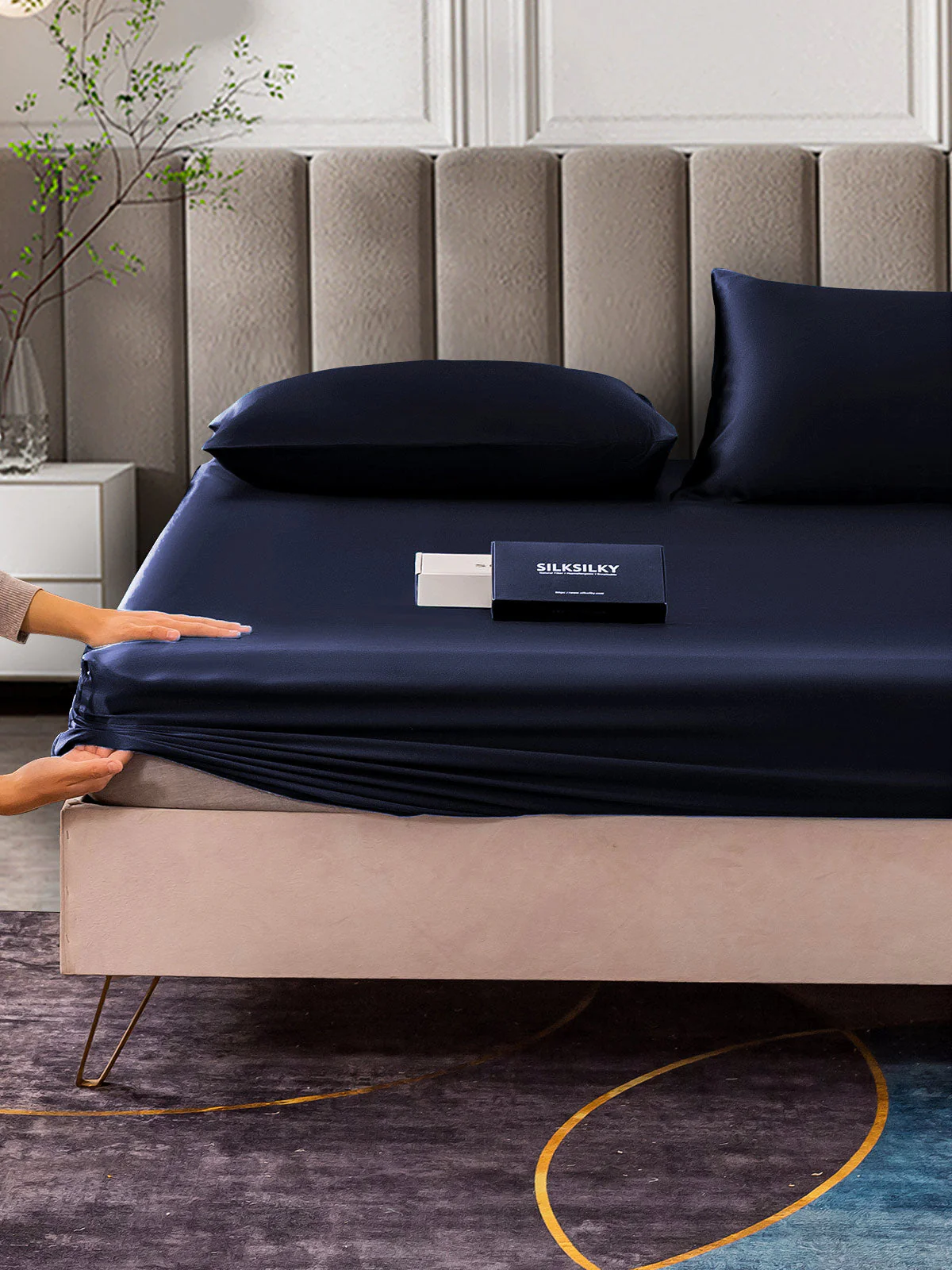 25Momme 3Pcs Silk Set Fitted Sheet+2x Pillowcases - Image 12