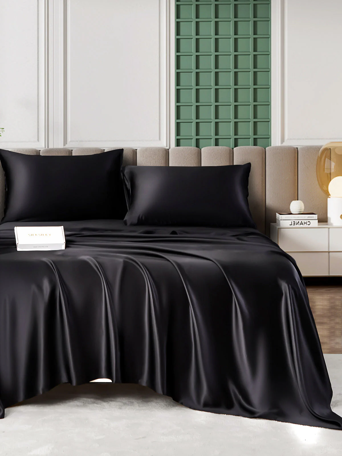 25Momme Silk 4Pcs Set Fitted&Flat Sheets+2x Pillowcases - Image 33