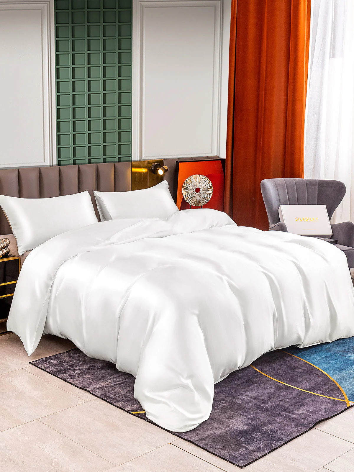 25Momme 3Pcs Silk Set Duvet Cover+2x Pillowcases - Image 18