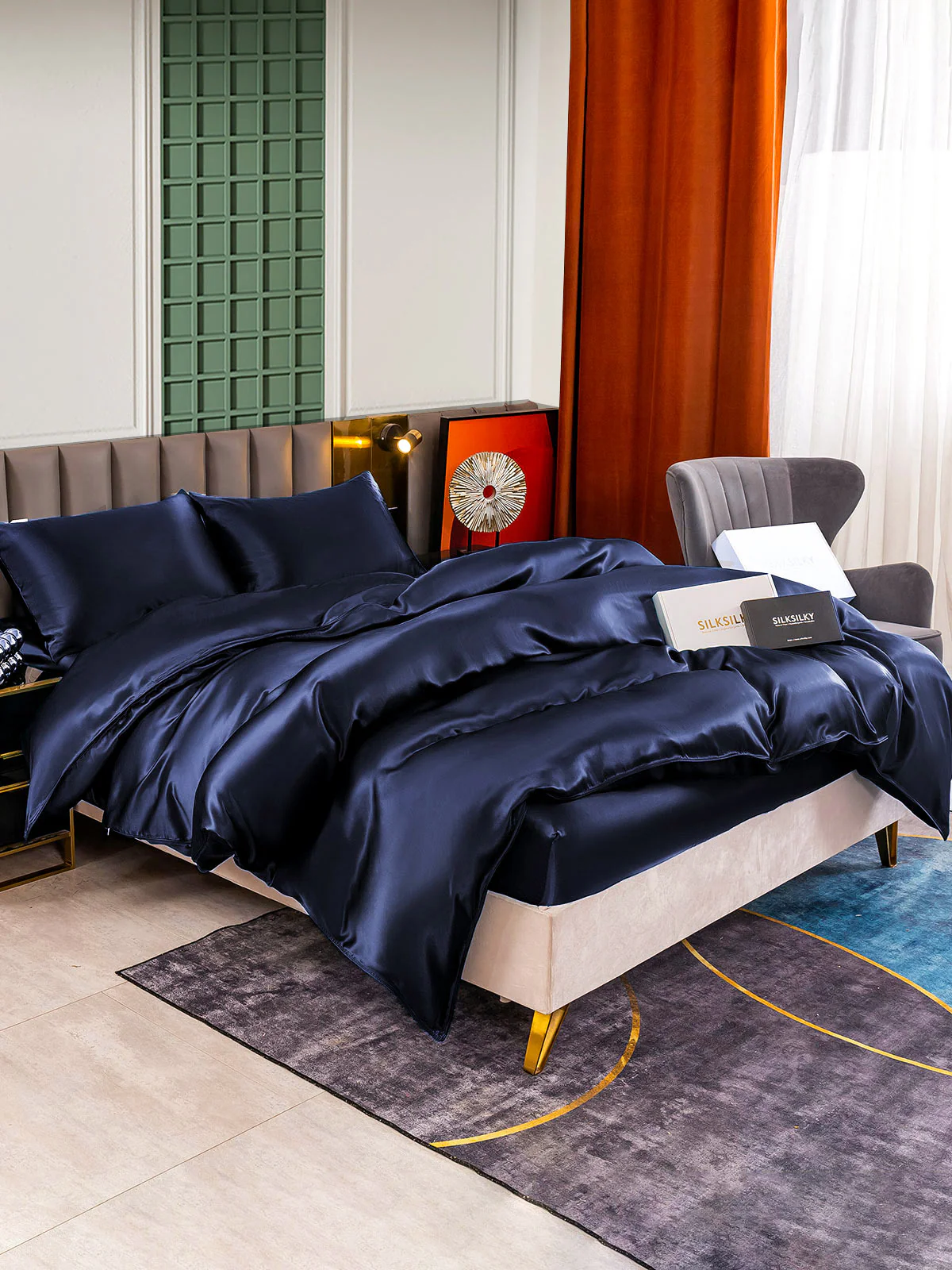 25Momme 4Pcs Silk Set Doona Cover+Fitted Sheet+2x Pillowcases - Image 16