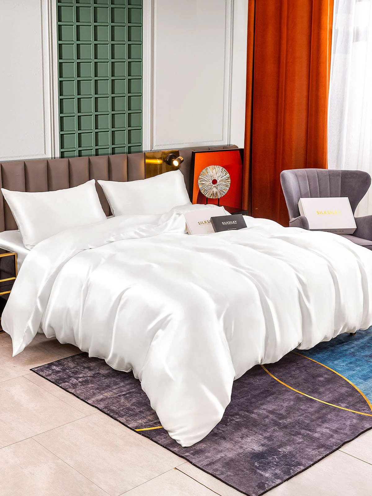 25Momme 4Pcs Silk Set Doona Cover+Fitted Sheet+2x Pillowcases - Image 2