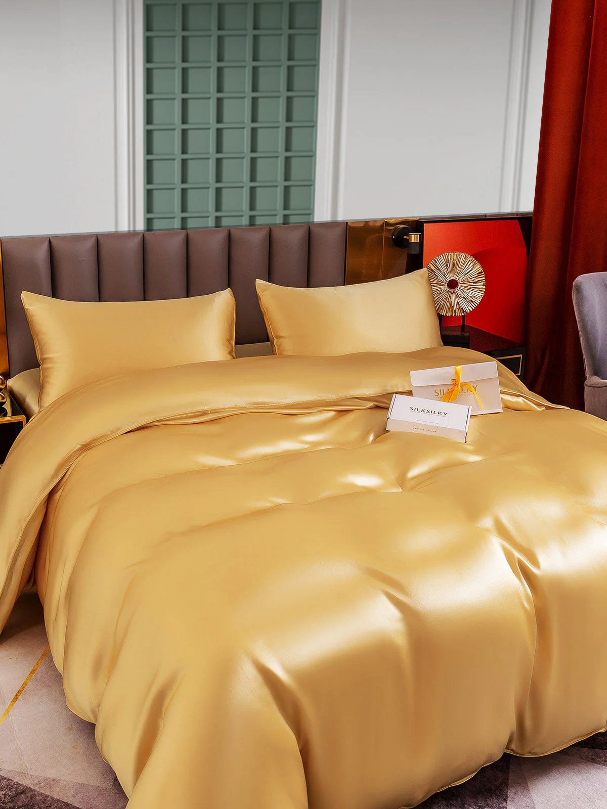 25Momme 4Pcs Silk Set Doona Cover+Fitted Sheet+2x Pillowcases - Image 48