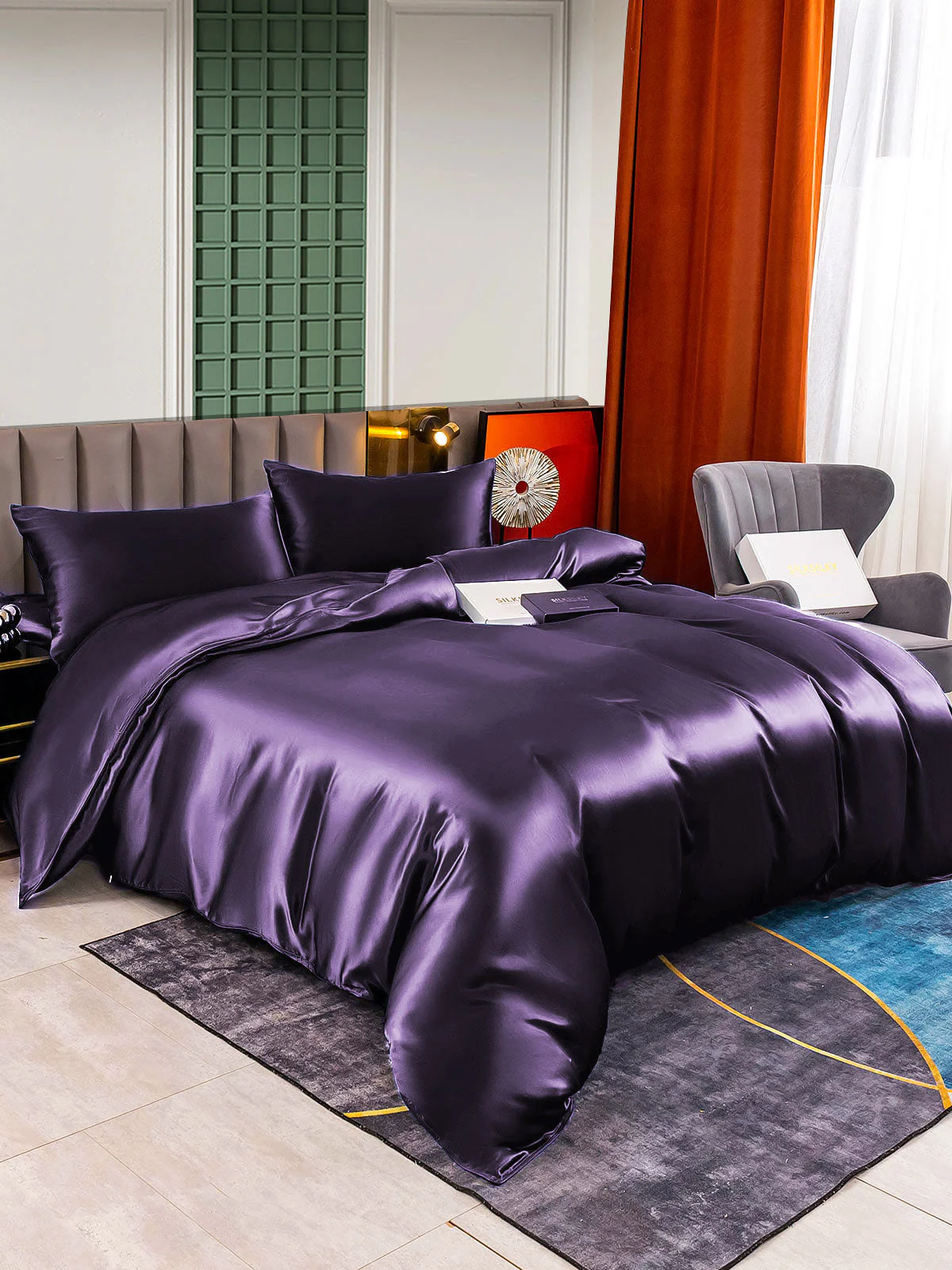 25Momme 4Pcs Silk Set Doona Cover+Fitted Sheet+2x Pillowcases - Image 66