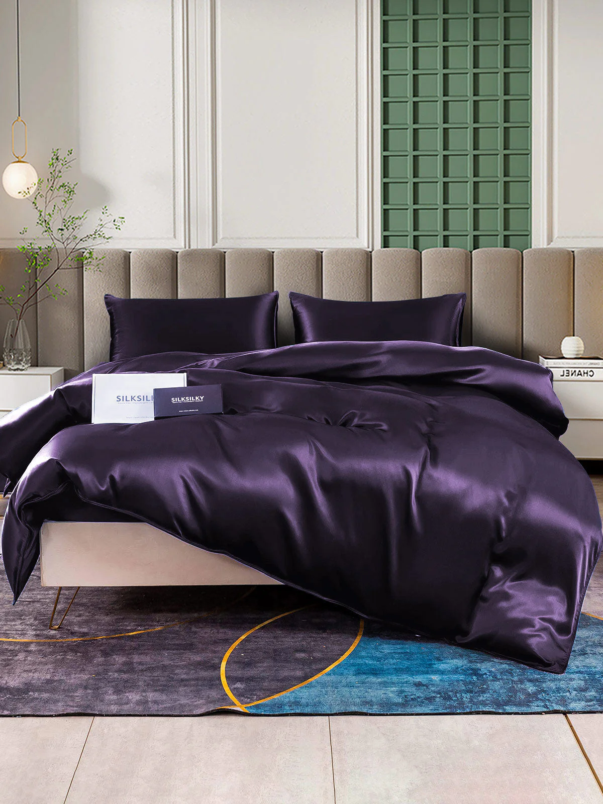 25Momme 4Pcs Silk Set Doona Cover+Fitted Sheet+2x Pillowcases - Image 67