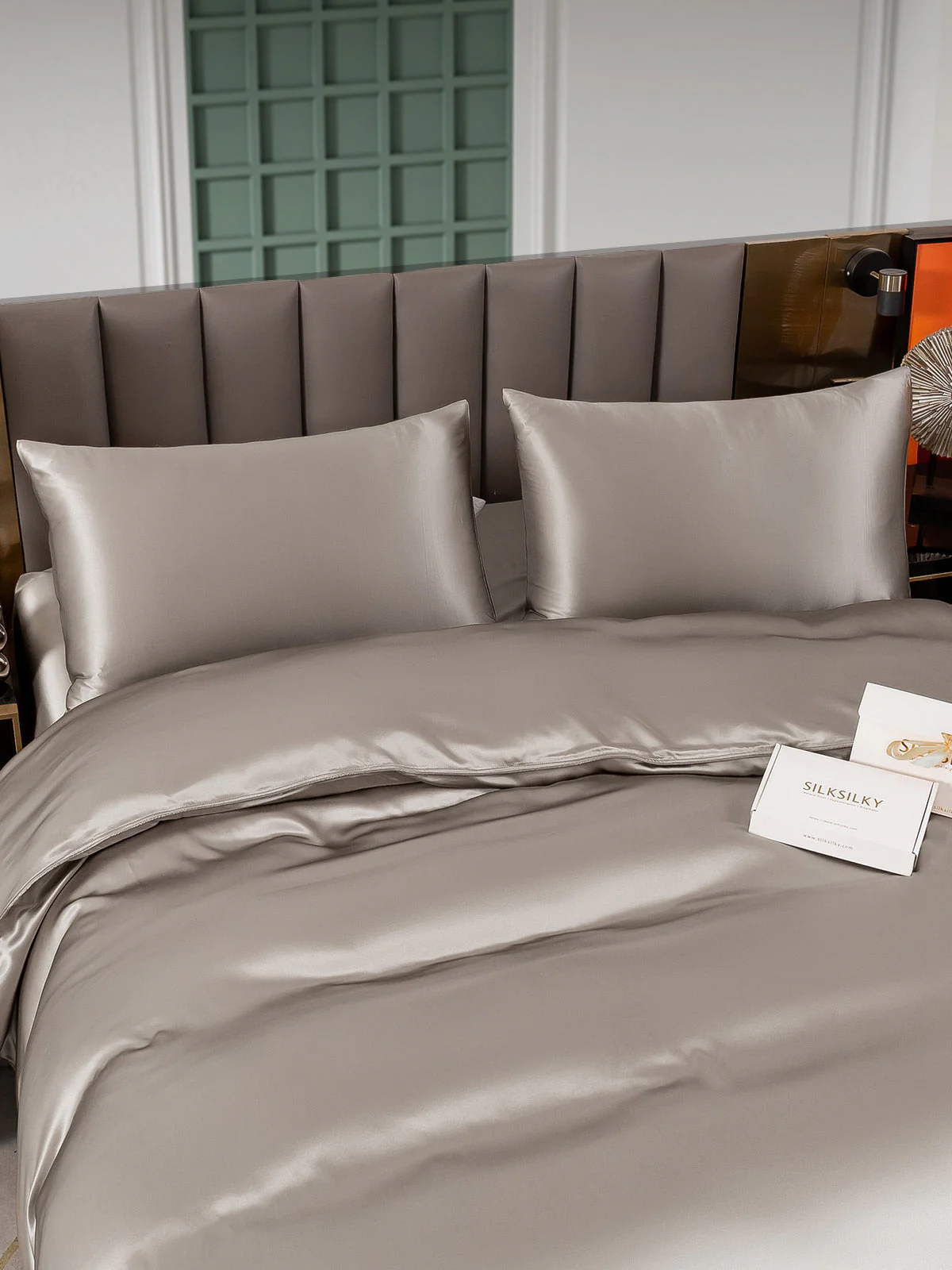 25Momme 4Pcs Silk Set Doona Cover+Fitted Sheet+2x Pillowcases - Image 78