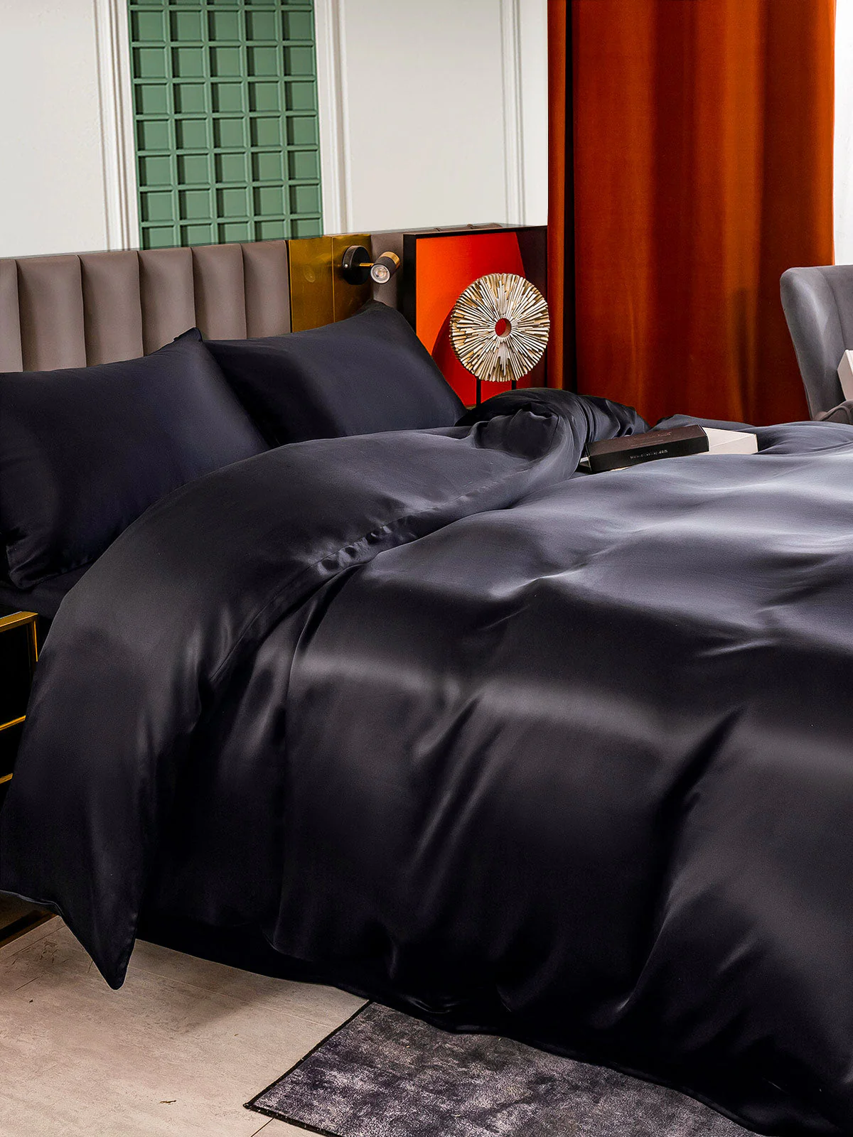 25Momme 4Pcs Silk Set Doona Cover+Flat Sheet+2x Pillowcases - Image 8