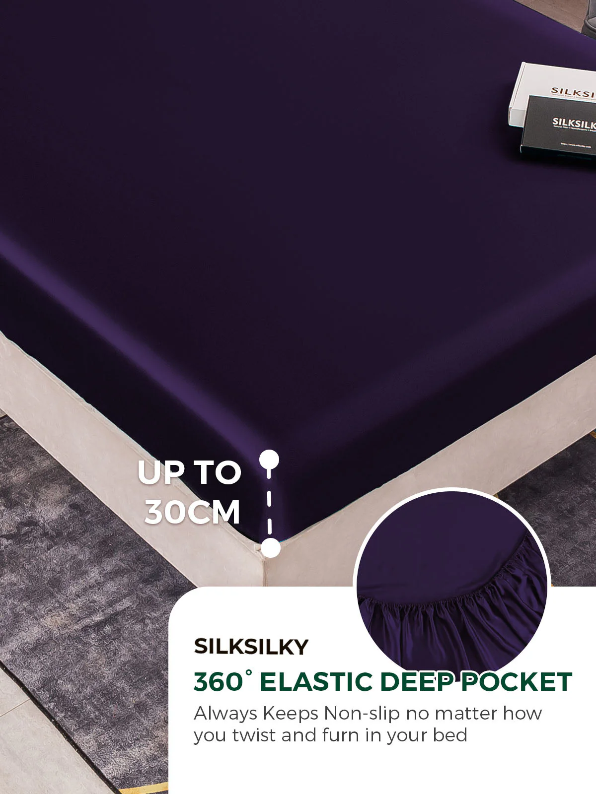 25Momme Mulberry Silk Seamless Fitted Sheet - Image 45