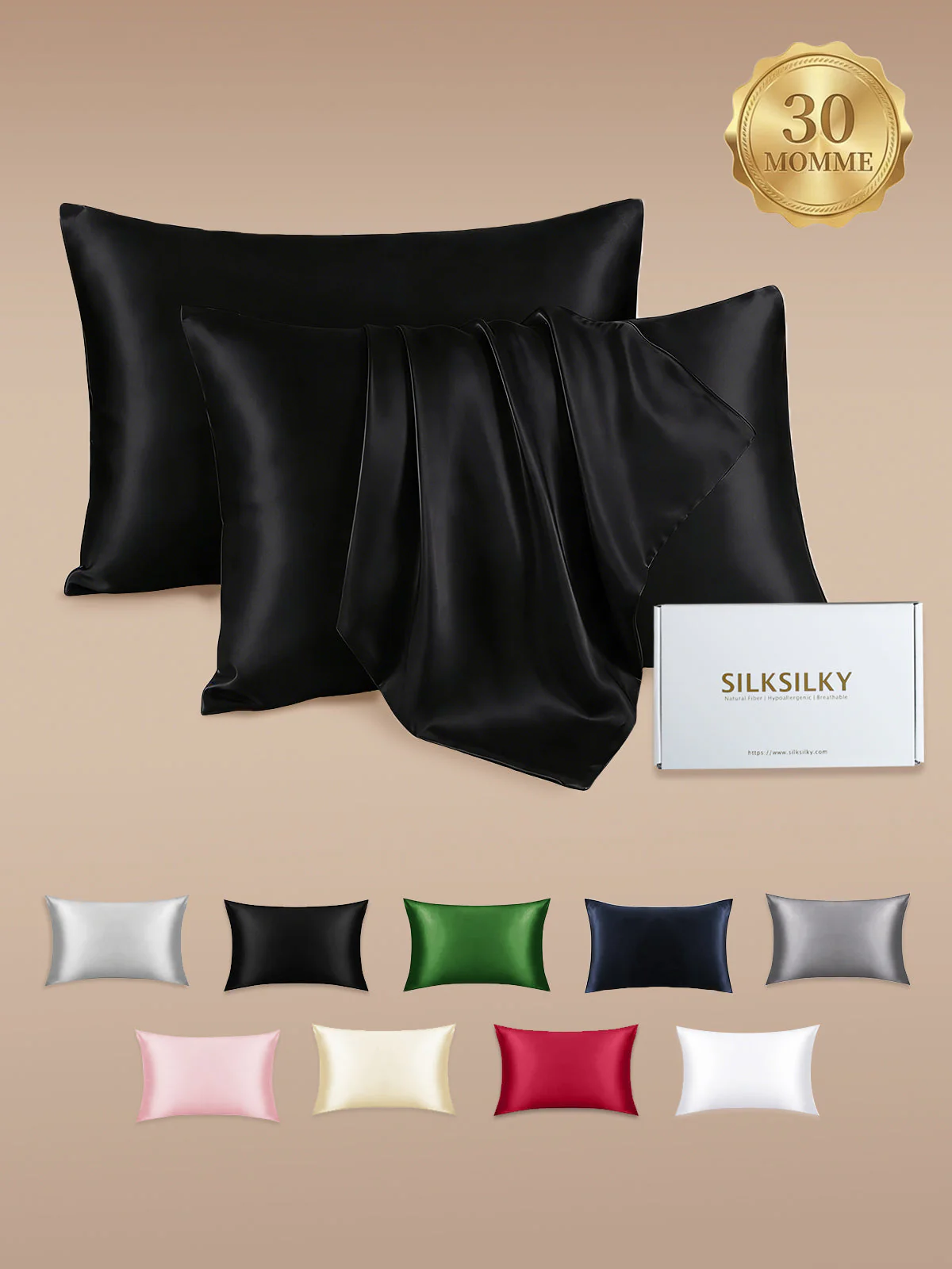2Pcs 30Momme 100% Silk Pillowcases Bundle- Hidden Zipper - Image 29