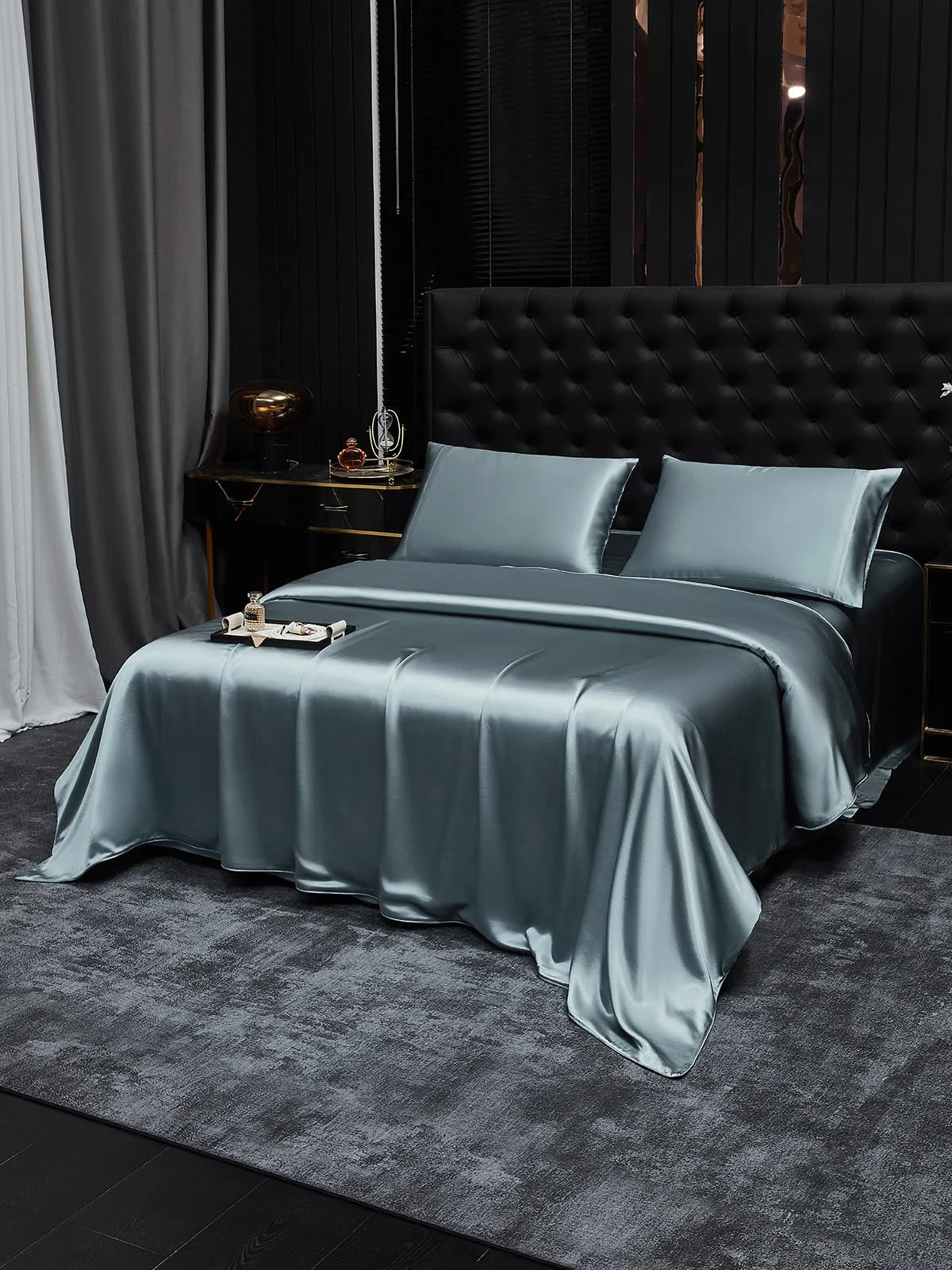 19Momme 4Pcs Silk Set Doona Cover+Fitted Sheet+2x Pillowcases - Image 109