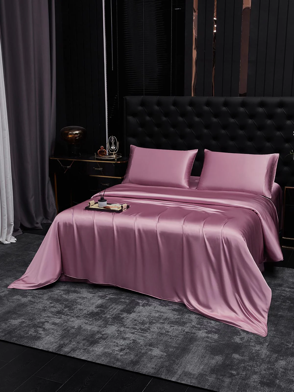 19Momme 4Pcs Silk Set Doona Cover+Fitted Sheet+2x Pillowcases - Image 112