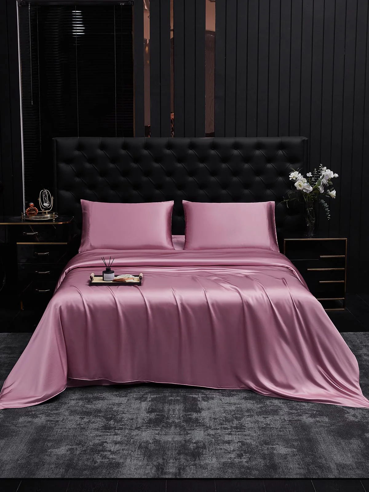 19Momme 4Pcs Silk Set Doona Cover+Fitted Sheet+2x Pillowcases - Image 113