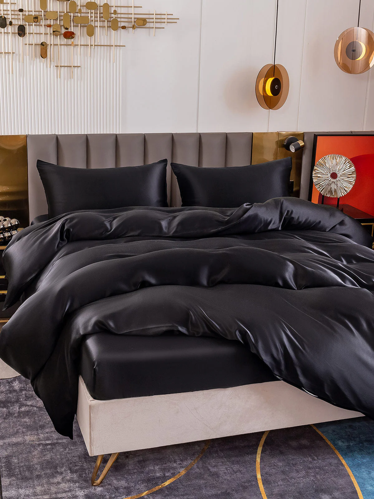 19Momme 4Pcs Silk Set Doona Cover+Fitted Sheet+2x Pillowcases - Image 37