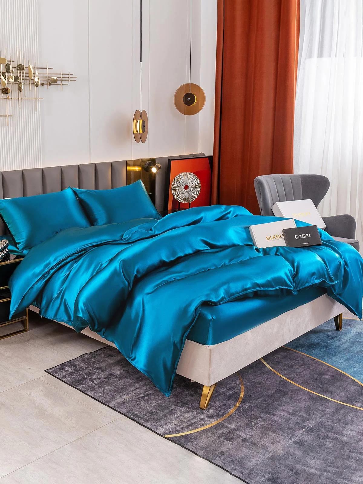 19Momme 4Pcs Silk Set Doona Cover+Fitted Sheet+2x Pillowcases - Image 68