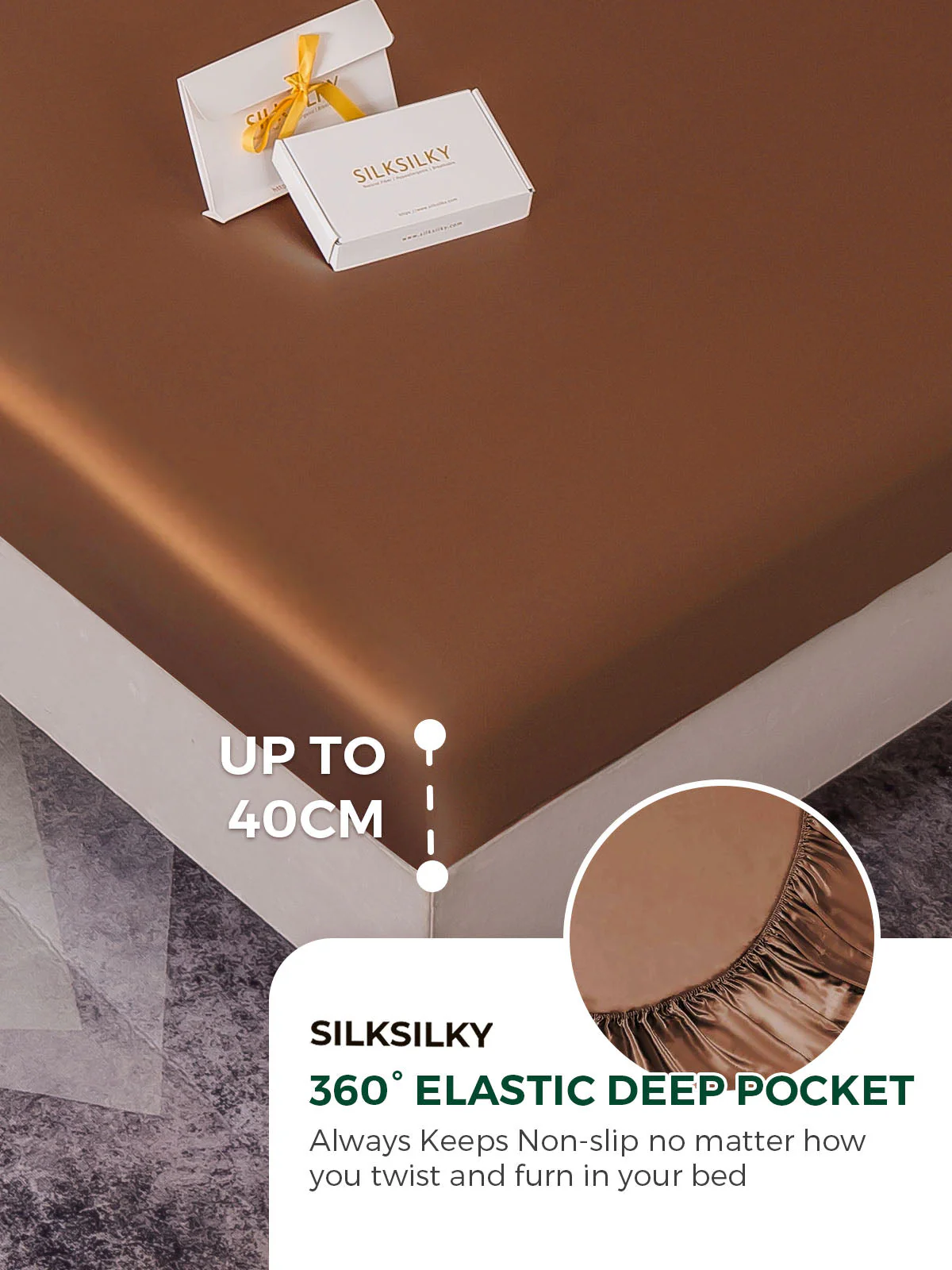 19Momme 4Pcs Silk Set Doona Cover+Fitted Sheet+2x Pillowcases - Image 78