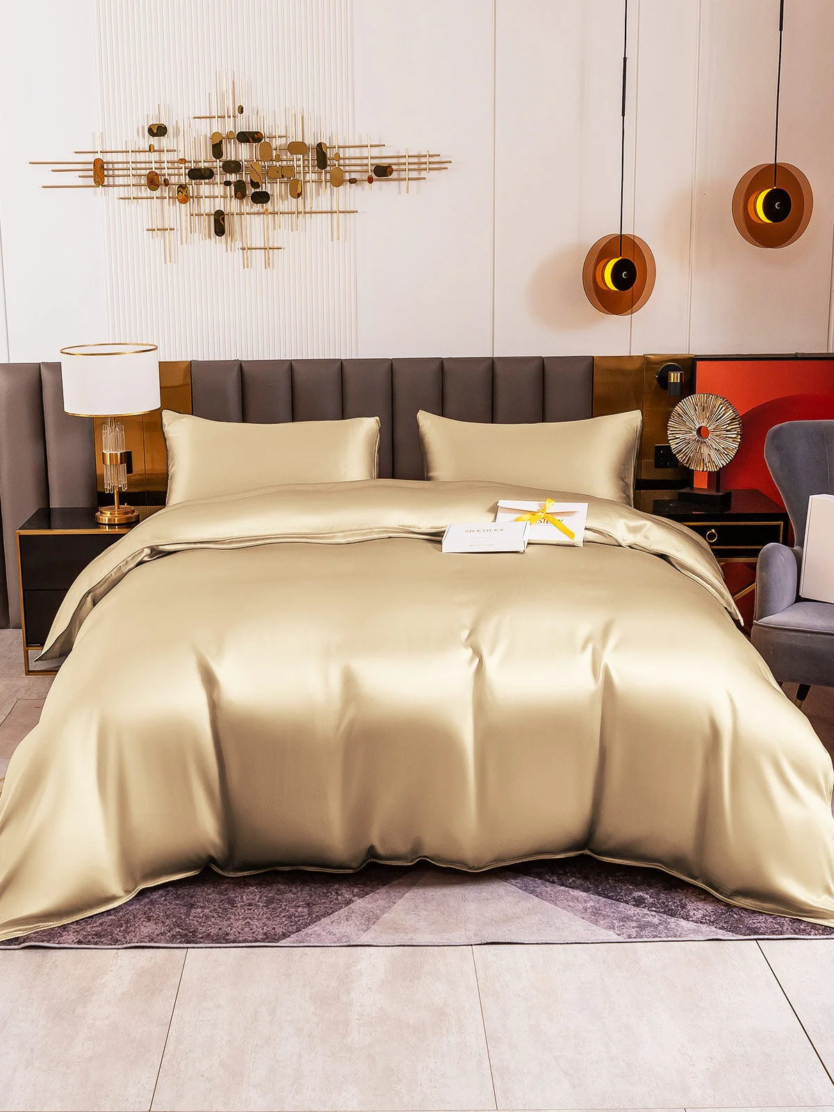19Momme 4Pcs Silk Set Doona Cover+Fitted Sheet+2x Pillowcases - Image 90