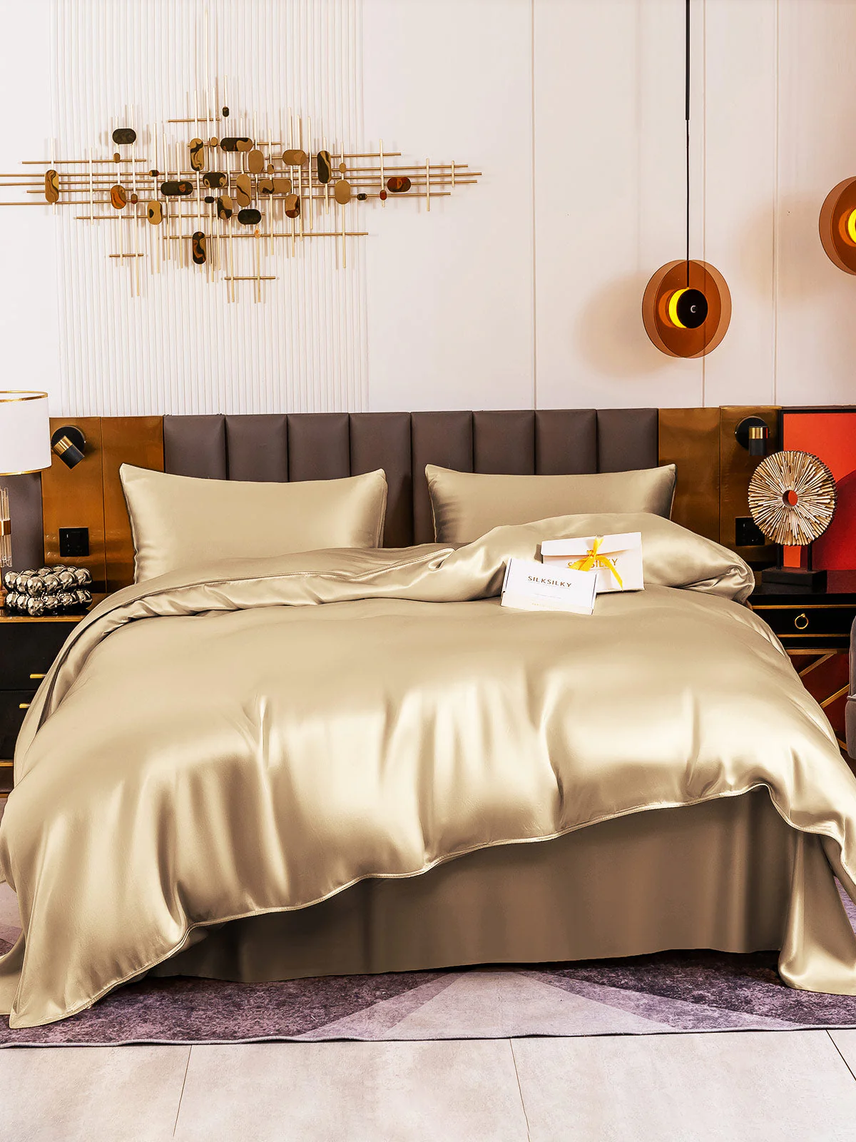 19Momme 4Pcs Silk Set Doona Cover+Flat Sheet+2x Pillowcases - Image 13