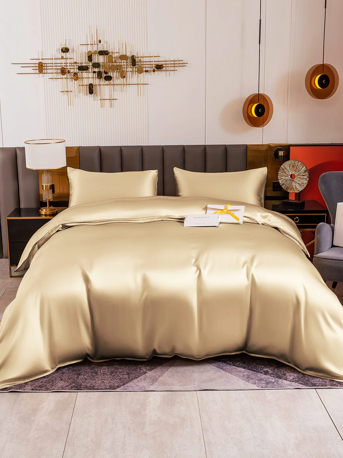 19Momme 4Pcs Silk Set Doona Cover+Flat Sheet+2x Pillowcases - Image 16