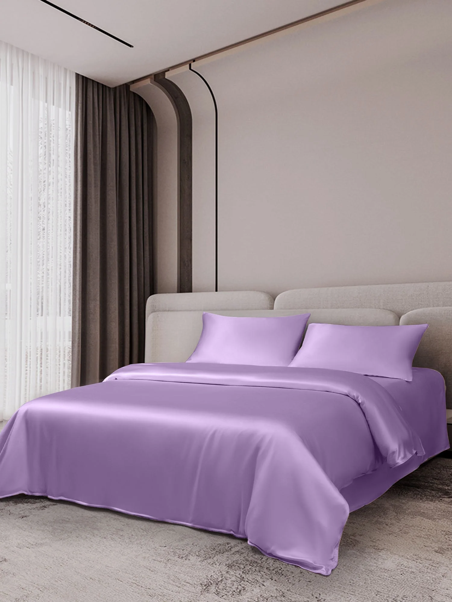 19Momme 4Pcs Silk Set Doona Cover+Flat Sheet+2x Pillowcases - Image 18