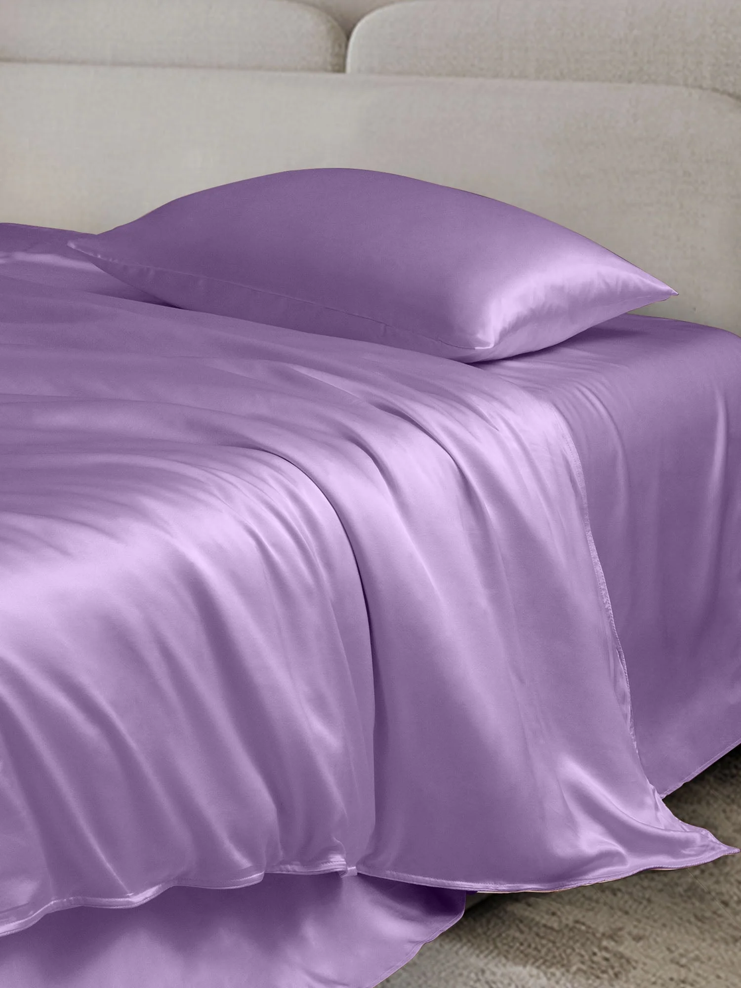 19Momme 4Pcs Silk Set Doona Cover+Flat Sheet+2x Pillowcases - Image 19